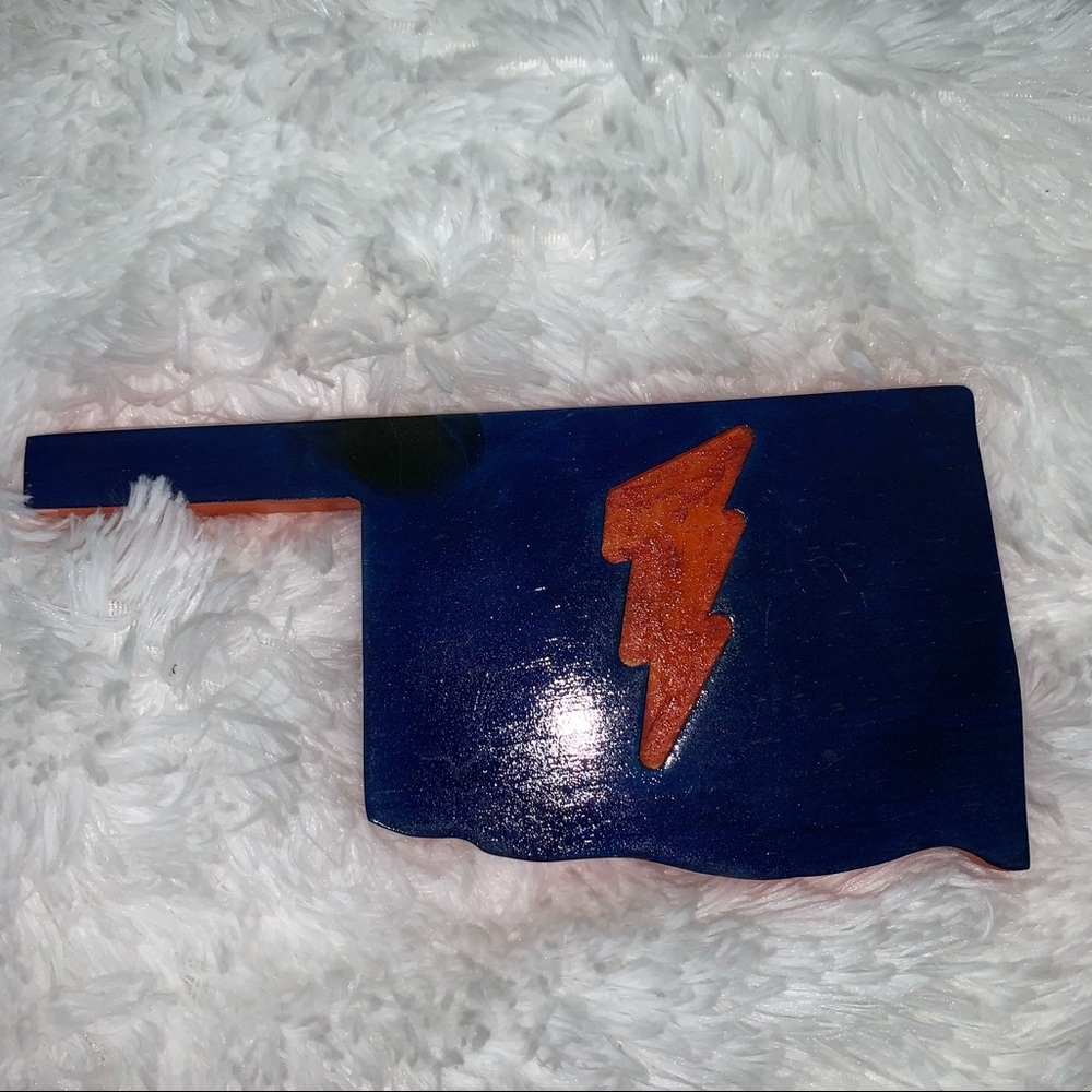 Handmade Oklahoma Thunder Wood Plaque